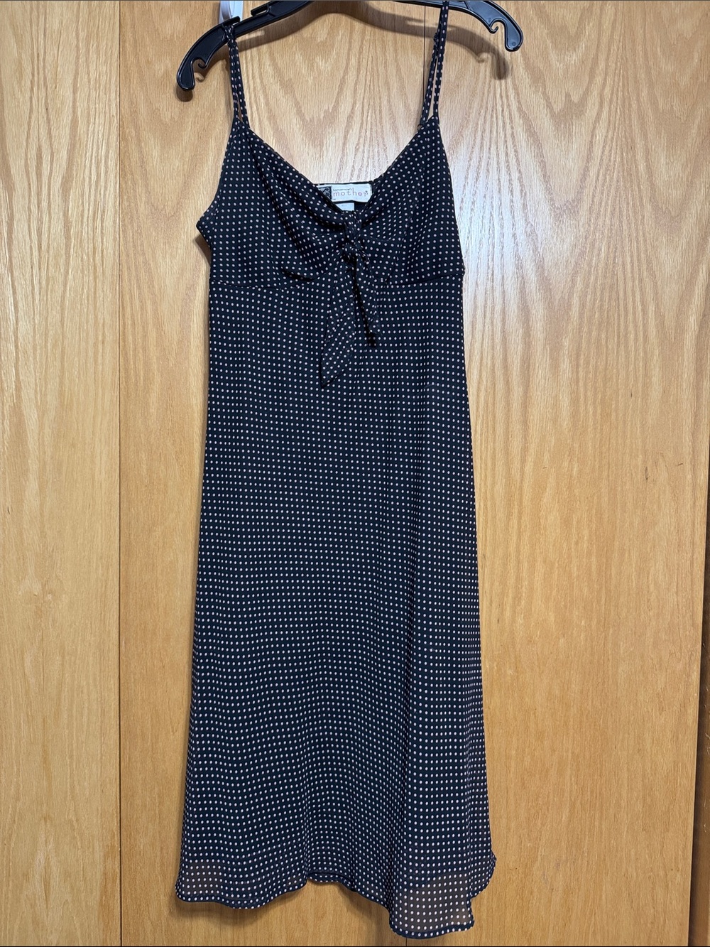 Tomorrow’s MOTHER Black Polka Dot Midi Slip Dress with Front Tie